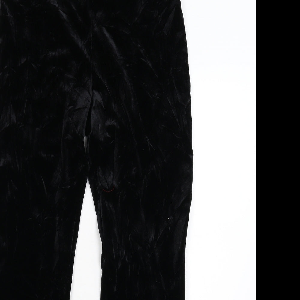 M&S Womens Black  Velvet Trousers  Size 10 L28 in