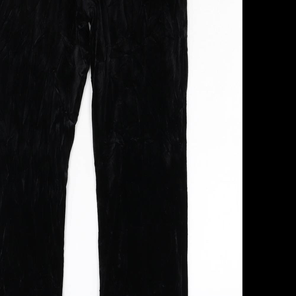 M&S Womens Black  Velvet Trousers  Size 10 L28 in