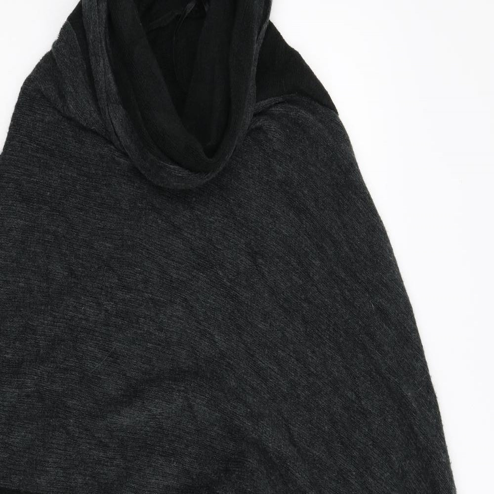 F&F Womens Black  Knit Overcoat Poncho One Size  - Roll Neck