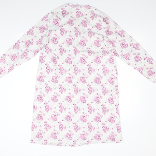 Isle Womens White Floral Flannel Top Nightshirt Size 10