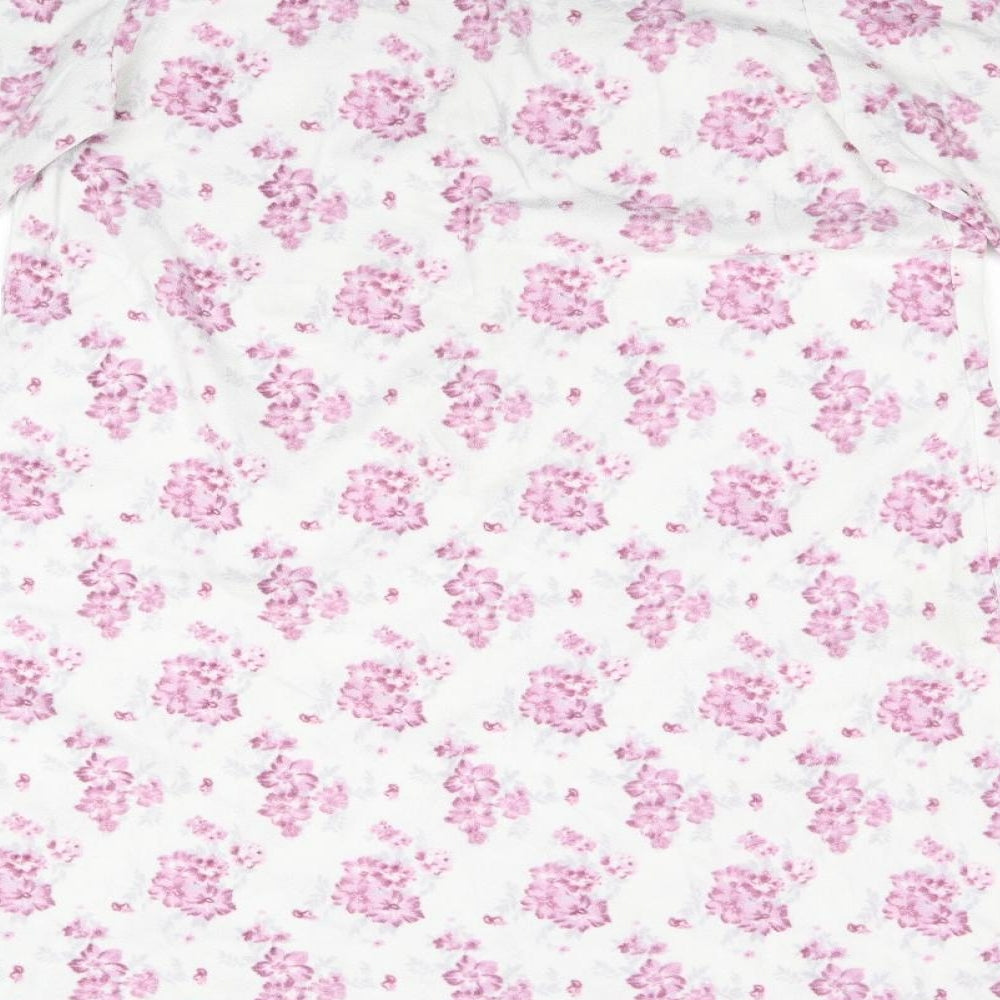 Isle Womens White Floral Flannel Top Nightshirt Size 10