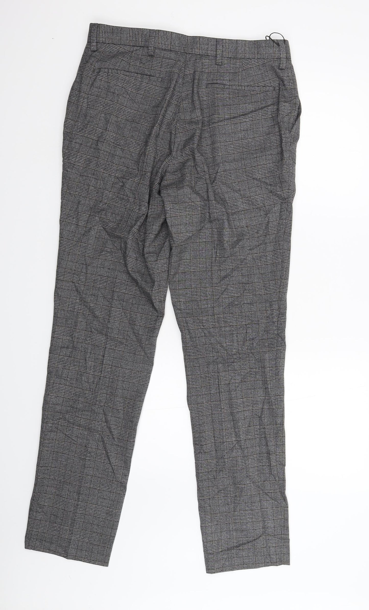 M&S Mens Grey Check  Trousers  Size 32 L32 in