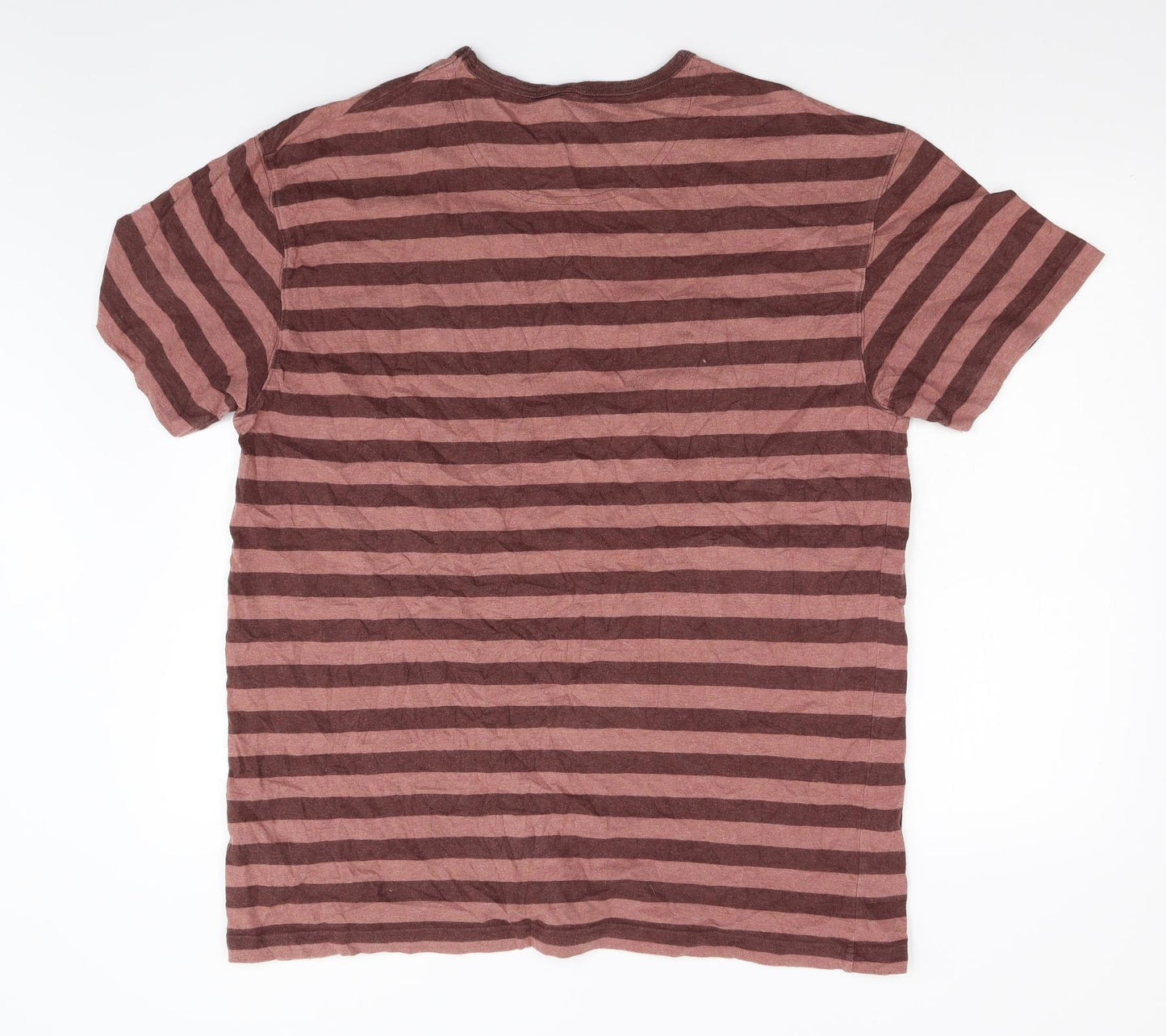 Rocha Mens Brown Striped   T-Shirt Size 2XL