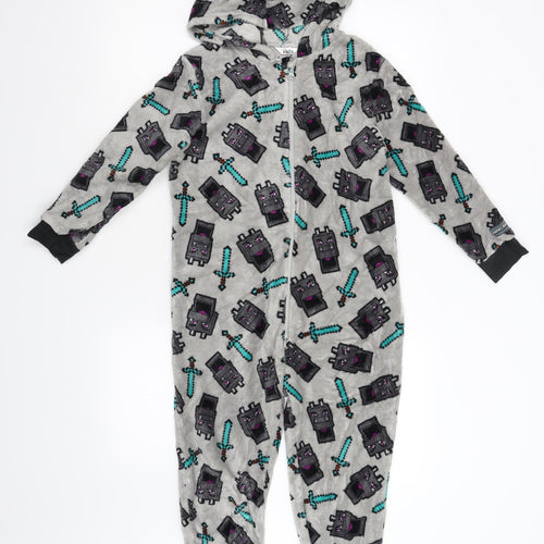 M&Co Boys Grey  Fleece  One Piece Size 7-8 Years