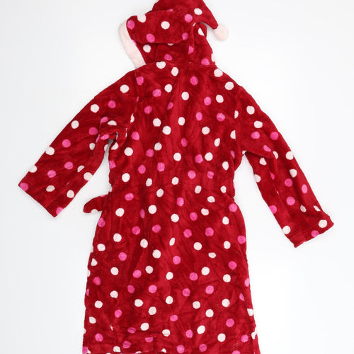 M&S Girls Red Polka Dot Fleece  Gown Size 7-8 Years