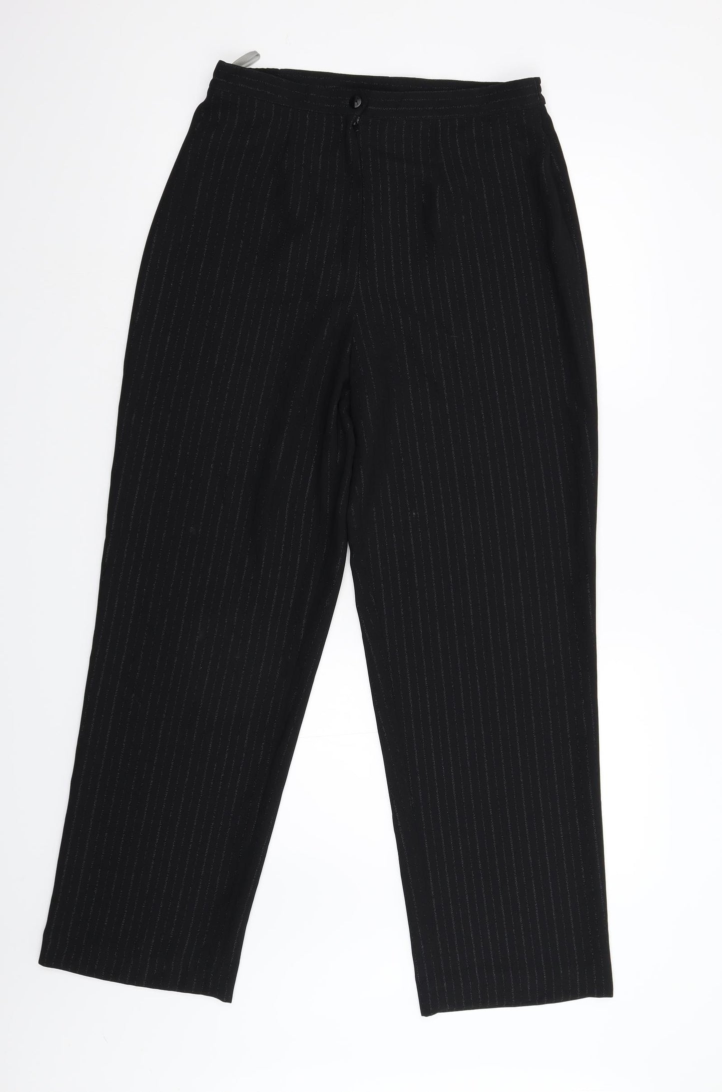 Preworn Womens Black Striped  Trousers  Size 12 L29 in