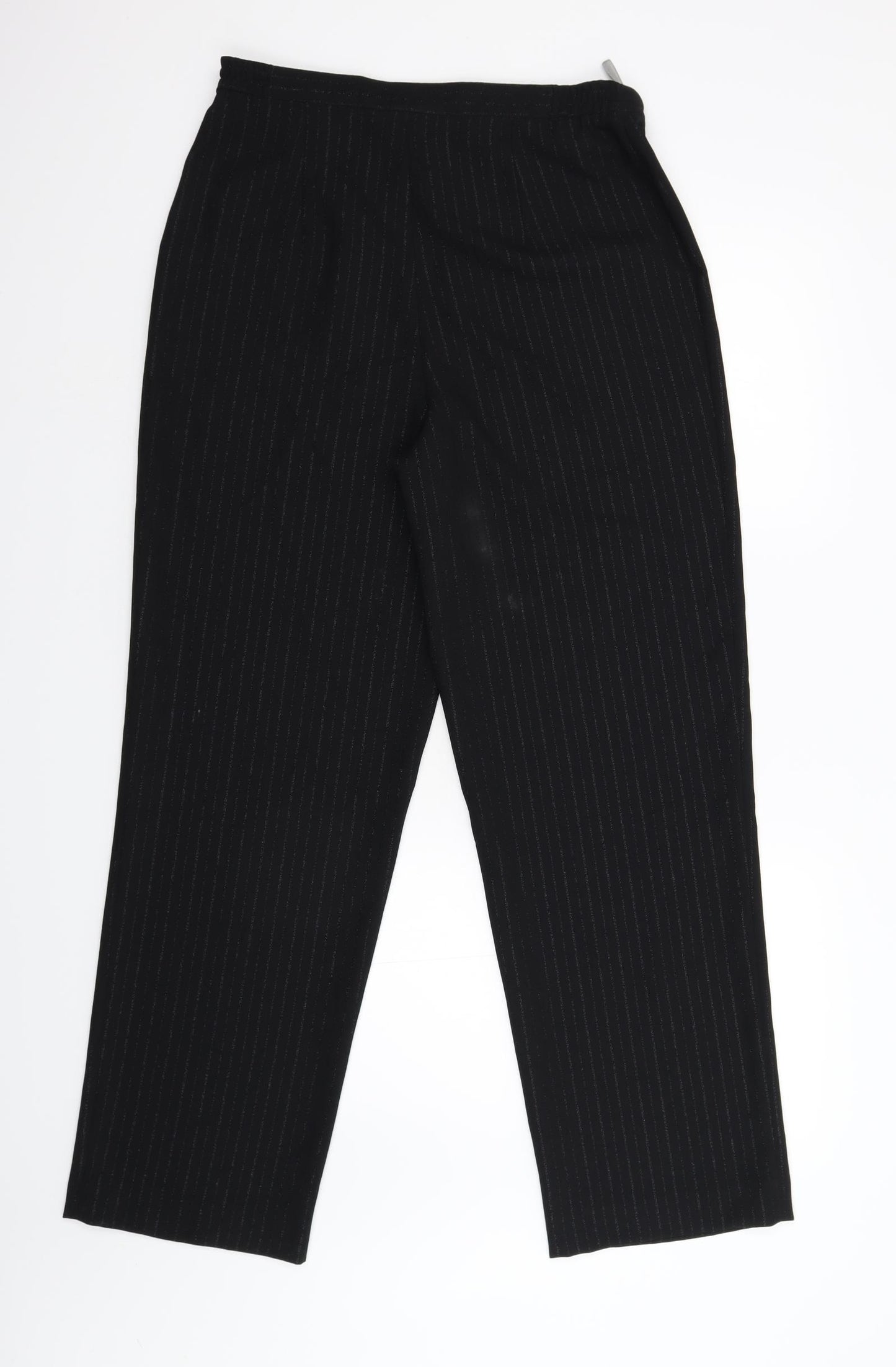 Preworn Womens Black Striped  Trousers  Size 12 L29 in
