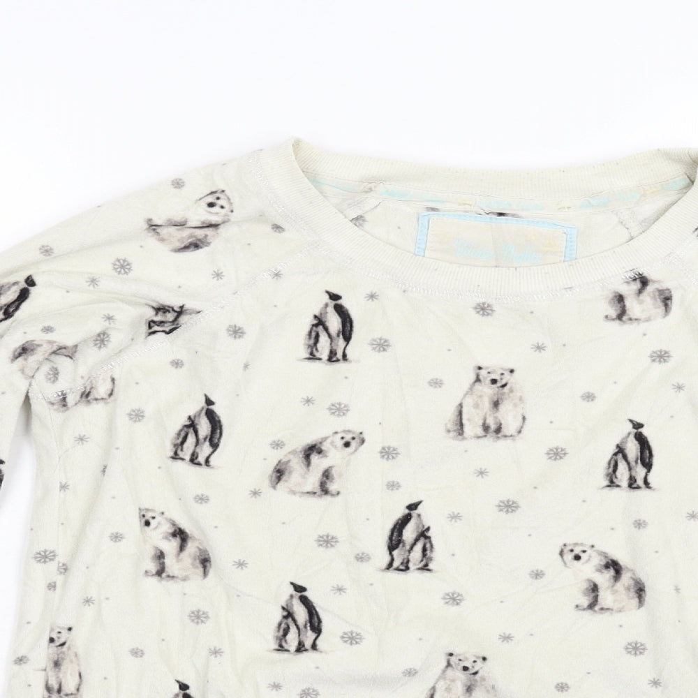 TU Womens Beige  Fleece Top Pyjama Top Size 8