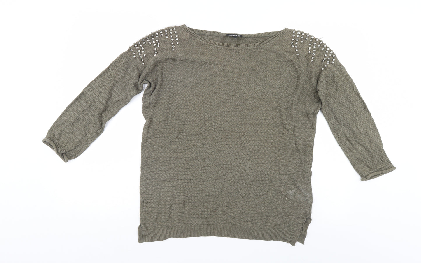 Warehouse Womens Green   Pullover Jumper Size S