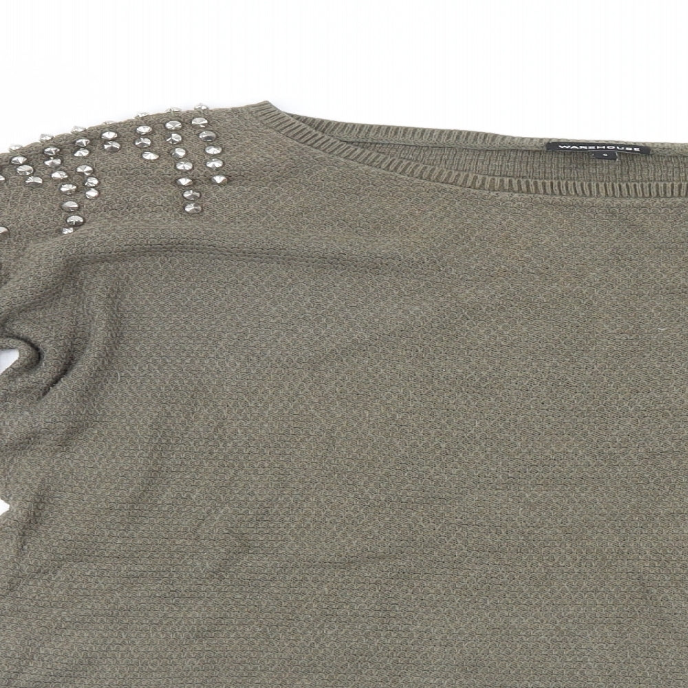 Warehouse Womens Green   Pullover Jumper Size S