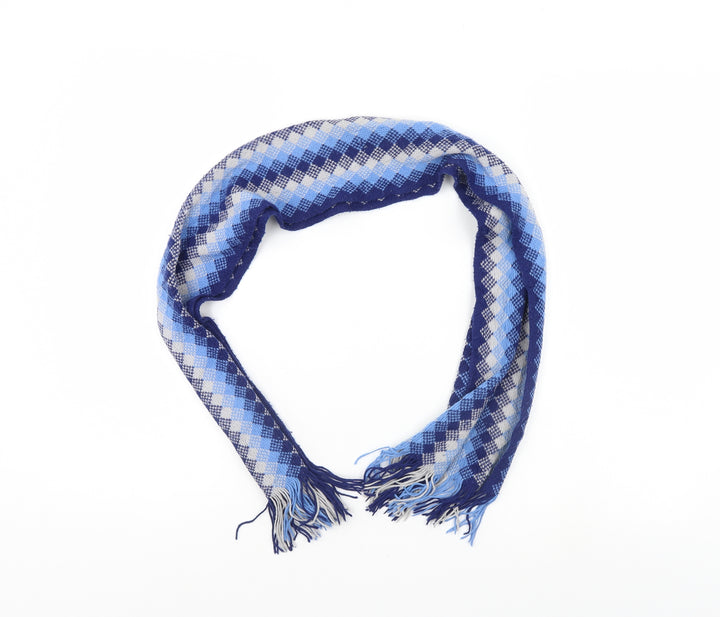 Preworn Unisex Blue Geometric Scarf One Size