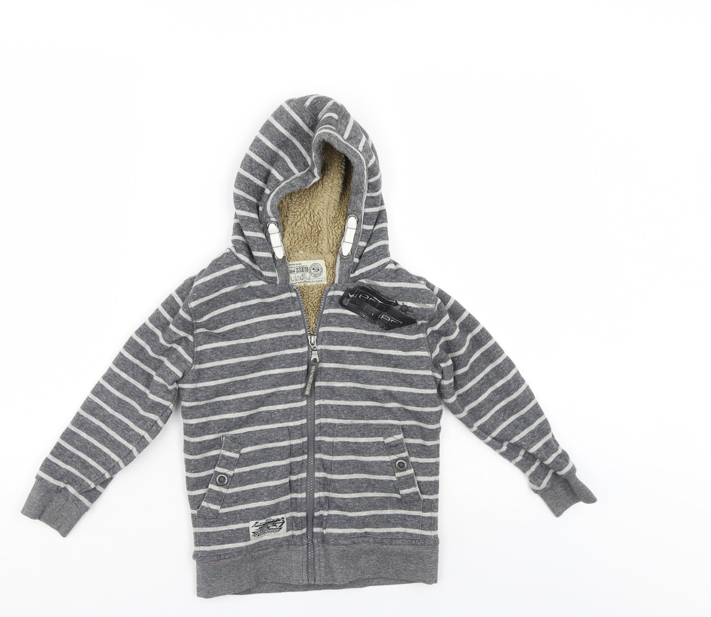 TU Boys Grey Striped  Full Zip Hoodie Size 6 Years