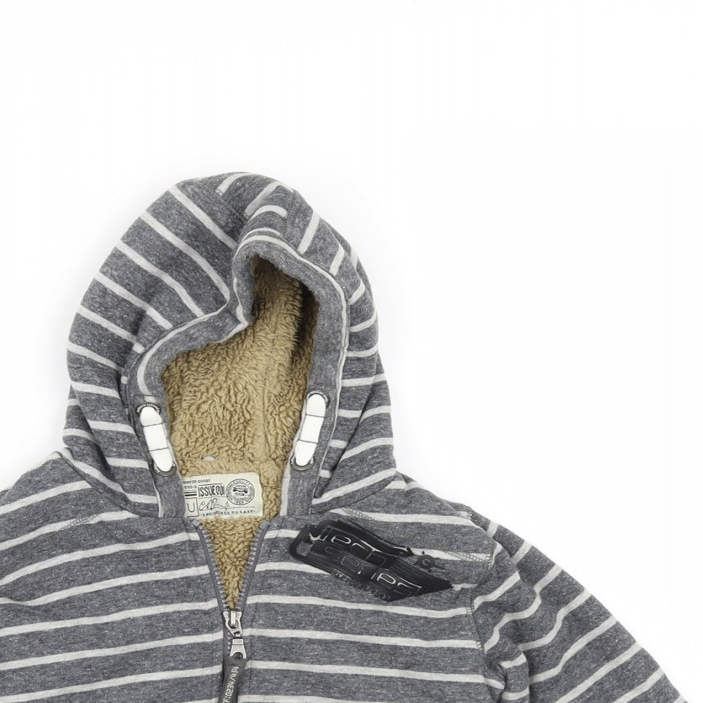 TU Boys Grey Striped  Full Zip Hoodie Size 6 Years