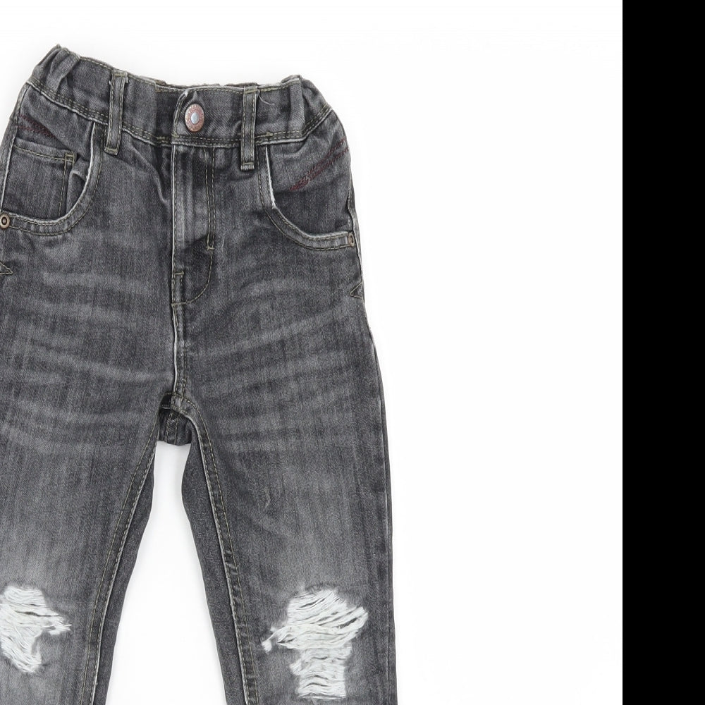Denim & Co. Boys Grey   Straight Jeans Size 5-6 Years - distresed