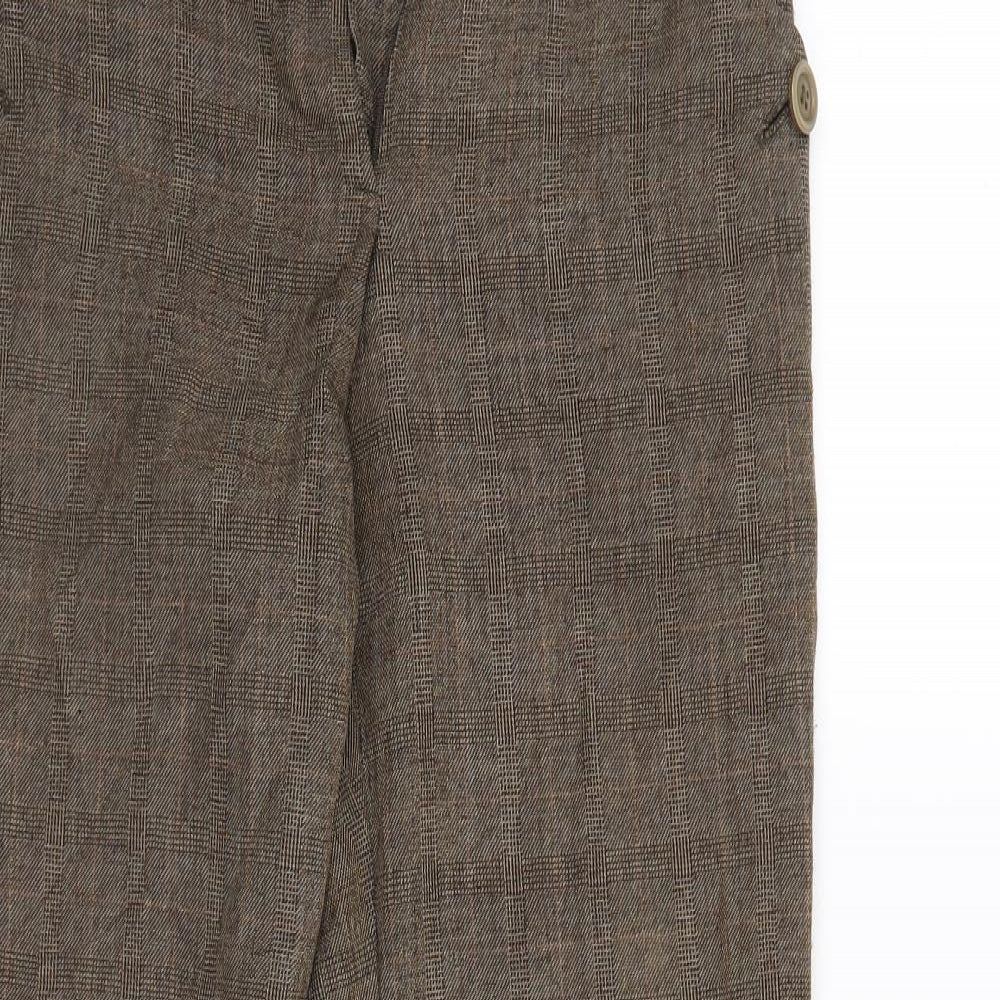 Select Womens Brown Check  Cropped Trousers Size 10 L21 in