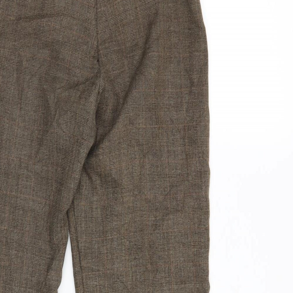 Select Womens Brown Check  Cropped Trousers Size 10 L21 in