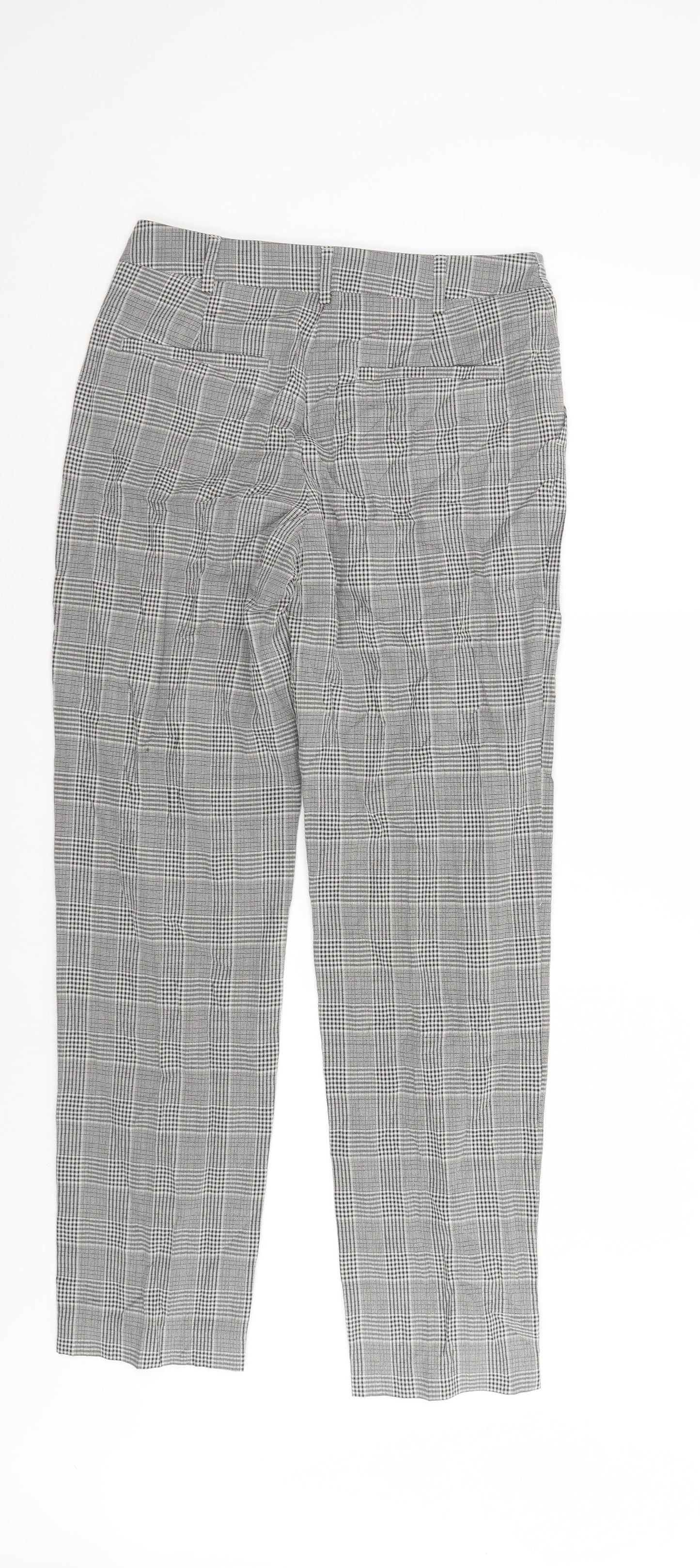 M&S Womens Grey Check  Trousers  Size 8 L30 in