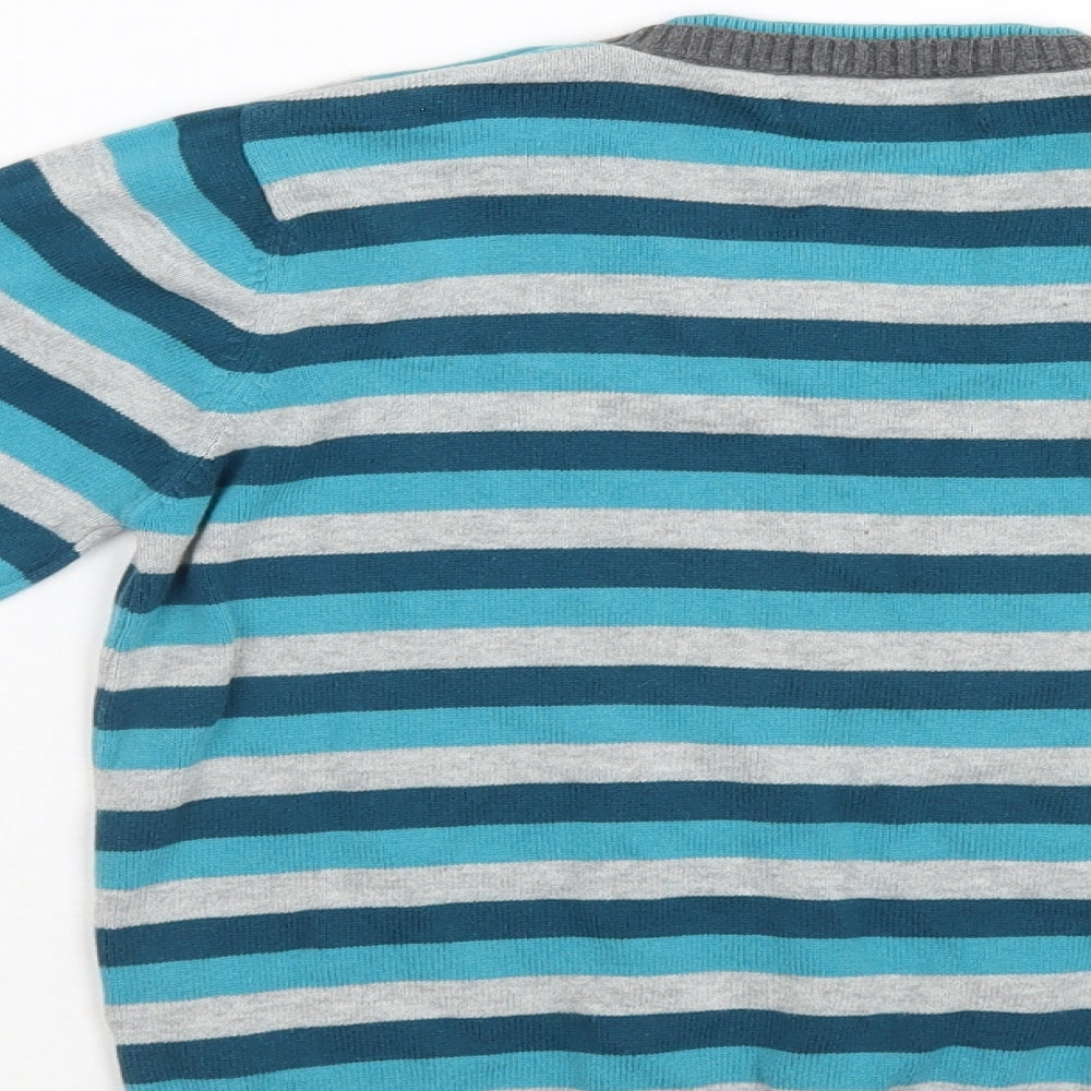 Autograph Boys Blue Striped  Pullover Jumper Size 7-8 Years