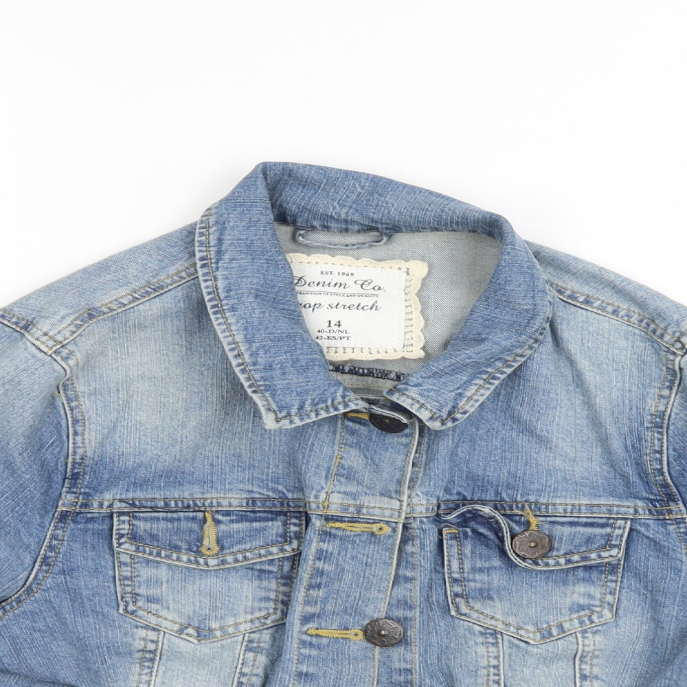 Denim & Co. Womens Blue  Denim Jacket  Size 14