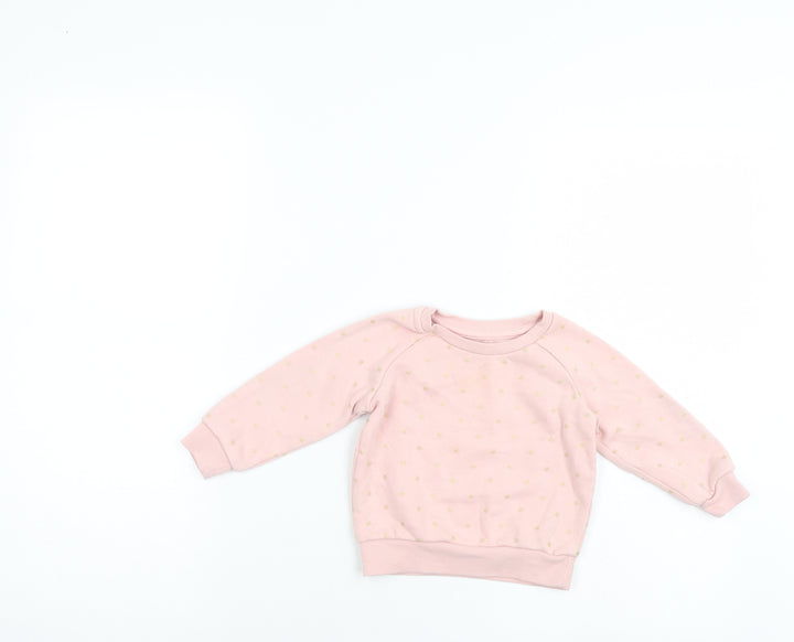 Primark Girls Pink Polka Dot  Pullover Jumper Size 9-12 Months