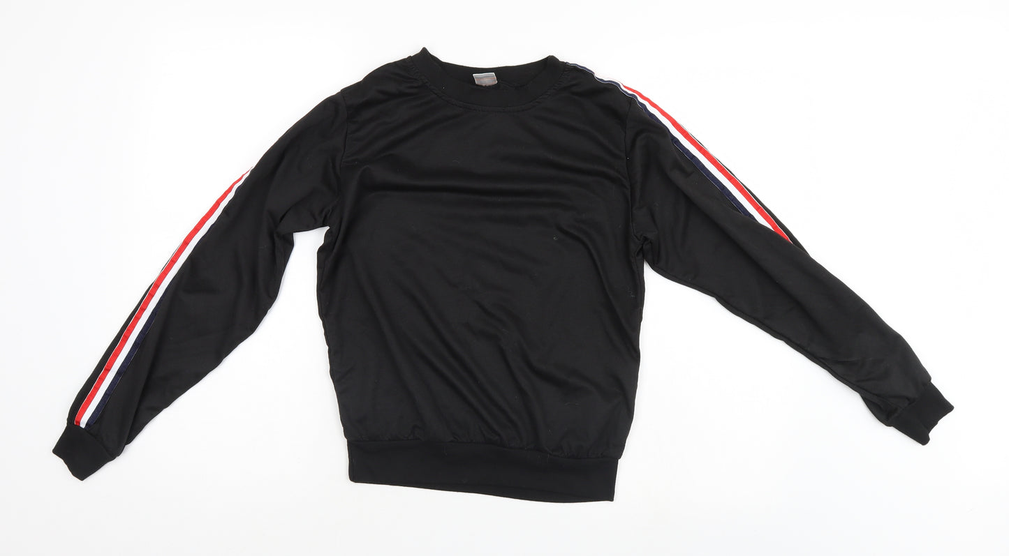 Liranmel Womens Black   Henley Sweatshirt Size S