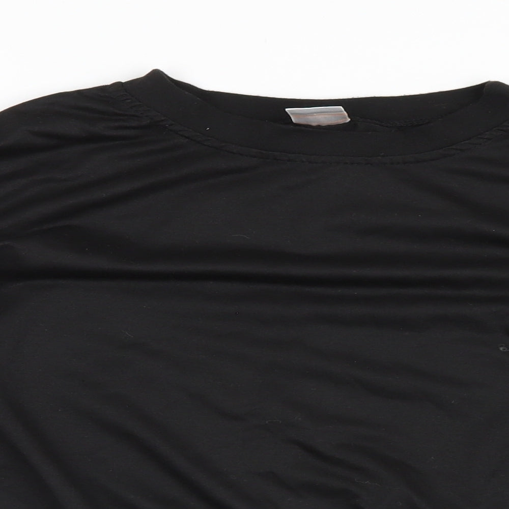 Liranmel Womens Black   Henley Sweatshirt Size S