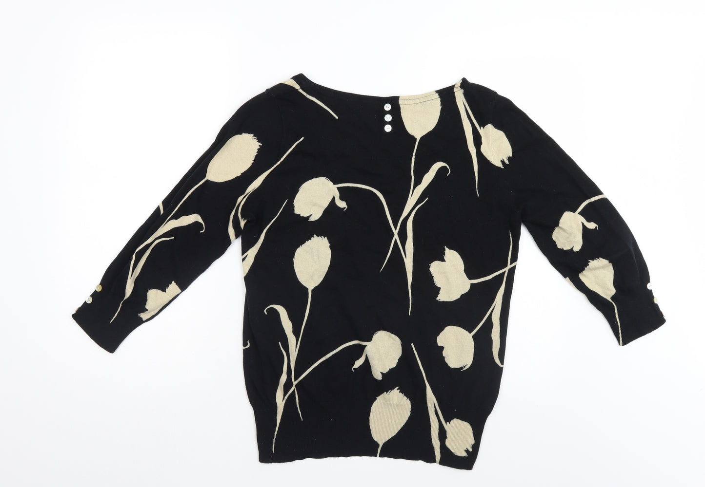 Preworn Womens Black Floral  Pullover Jumper