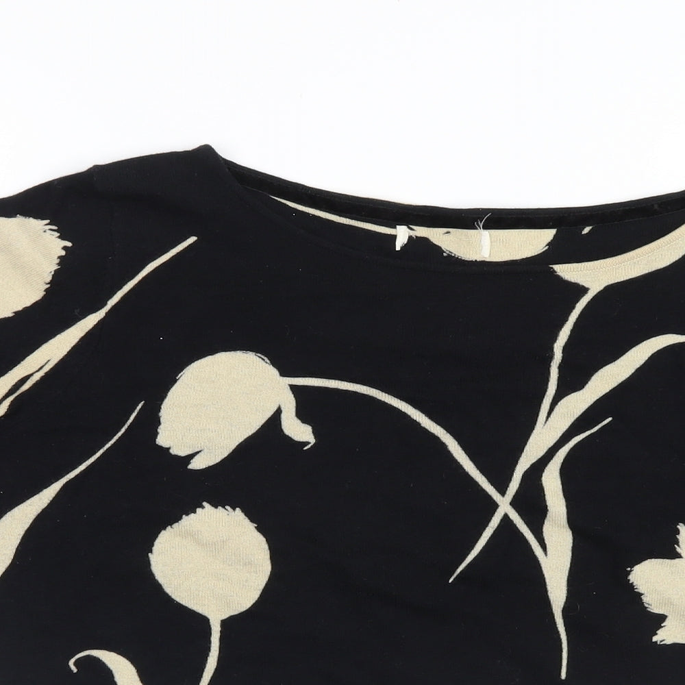 Preworn Womens Black Floral  Pullover Jumper
