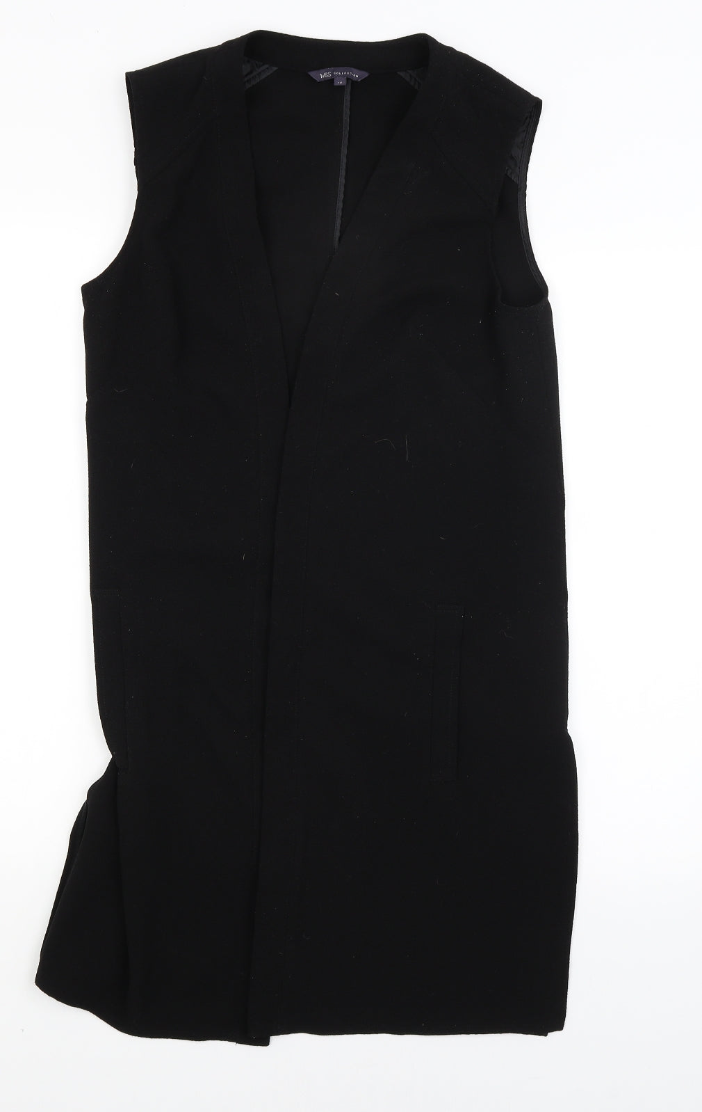 M&S Womens Black   Gilet Coatigan Size 12