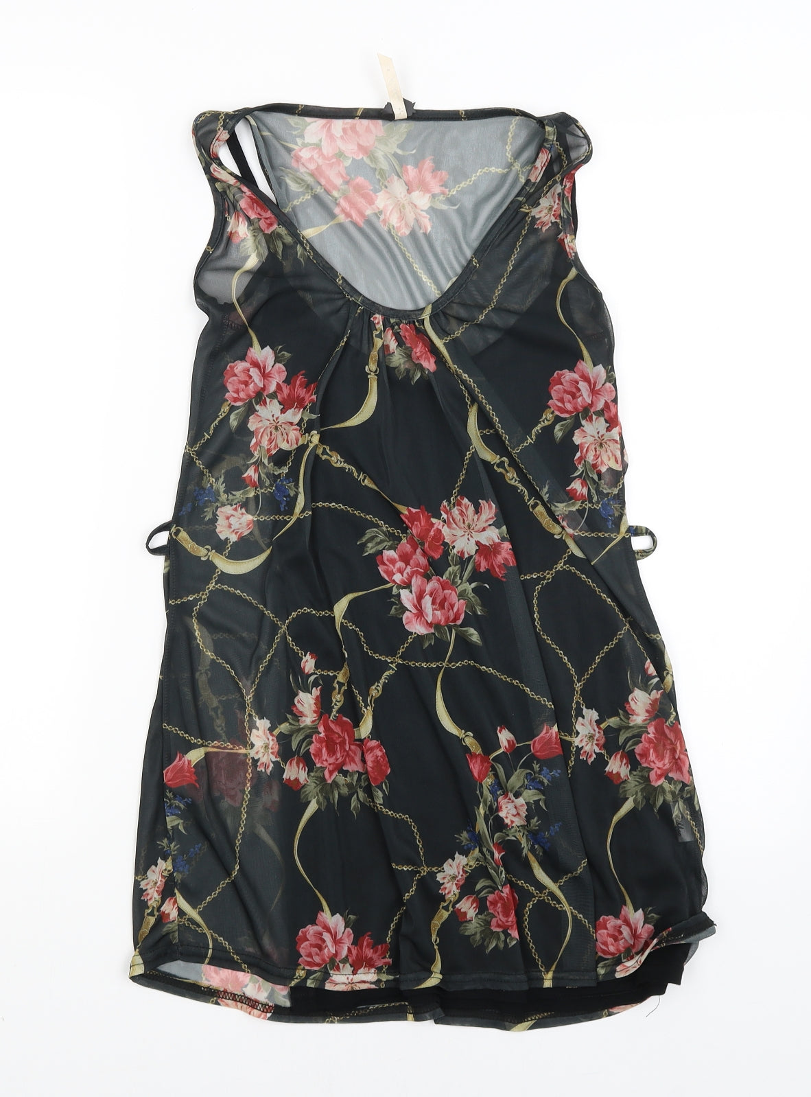 RIBBON  Womens Black Floral  A-Line  Size 8
