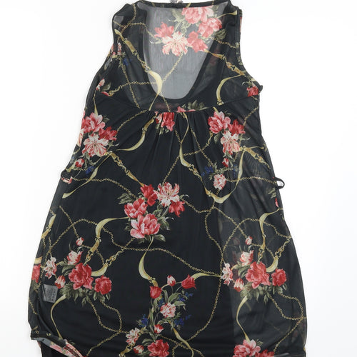 RIBBON  Womens Black Floral  A-Line  Size 8