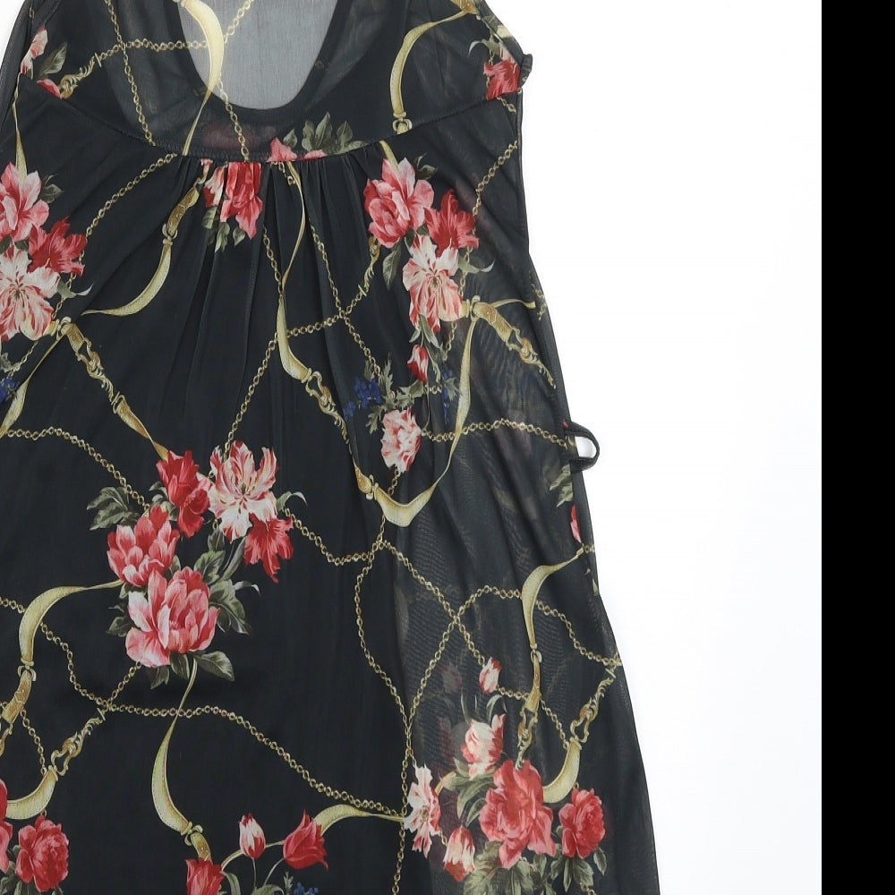 RIBBON  Womens Black Floral  A-Line  Size 8