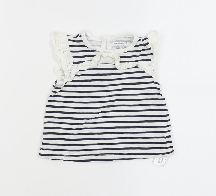 Primark Girls White Striped  A-Line  Size 6-9 Months