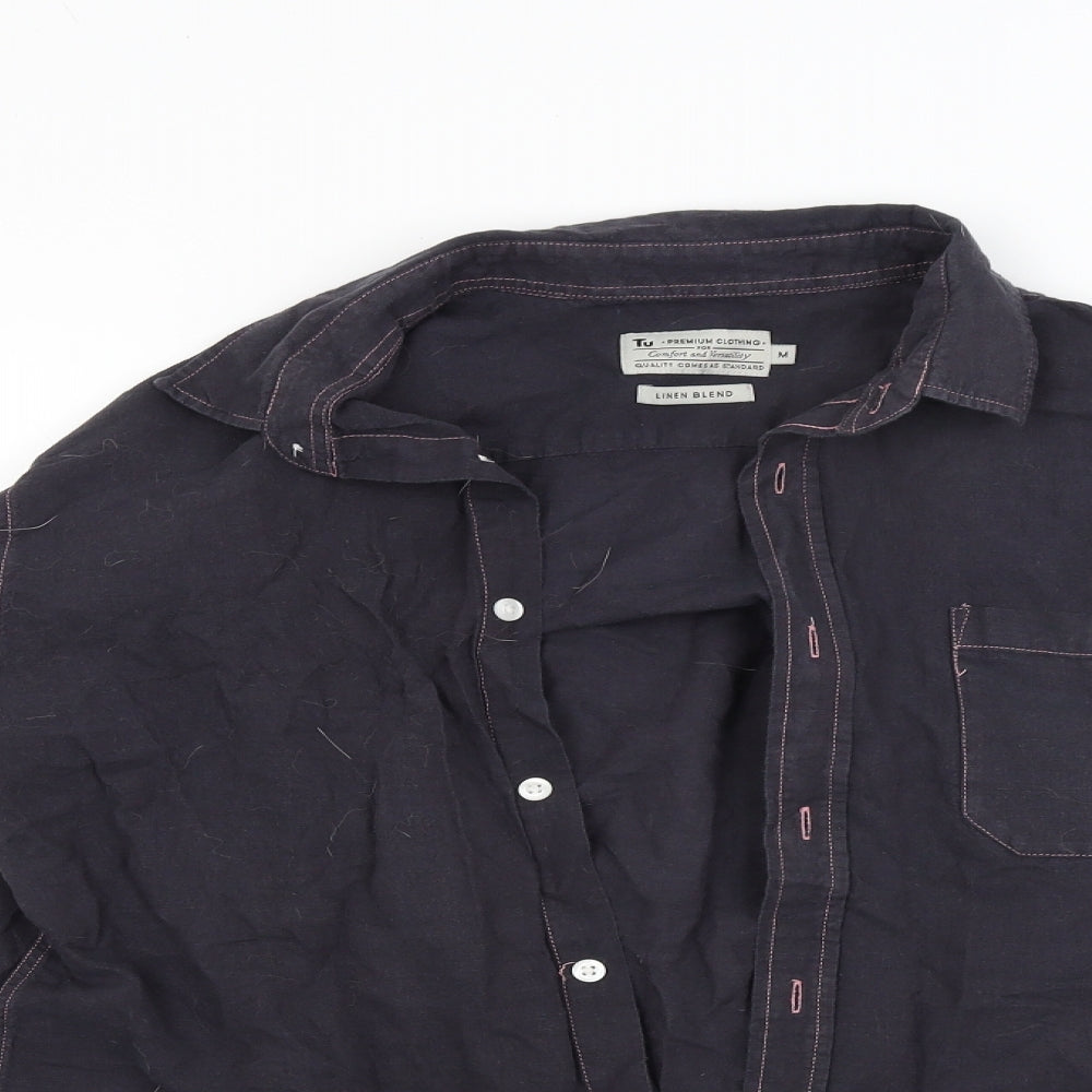 TU Womens Black   Basic Button-Up Size M
