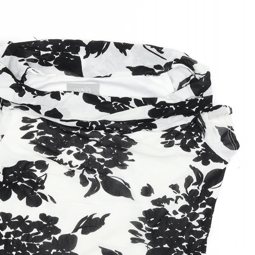Wallis Womens White Floral  Basic Blouse Size 14