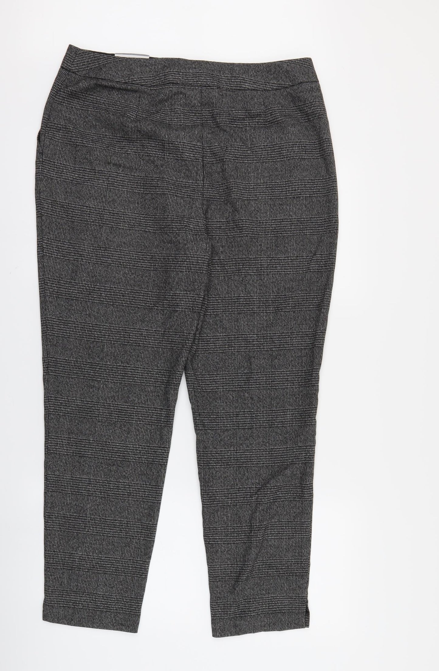 F&F Womens Black Check  Trousers  Size 14 L28 in