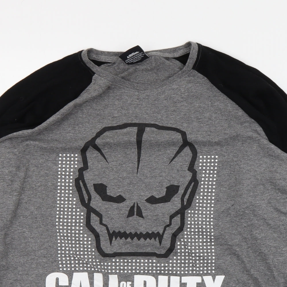 Call of Duty Mens Grey Plaid   Lounge Set Size L