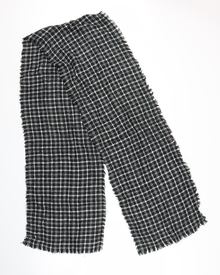 Preworn Unisex Black Plaid   Scarf