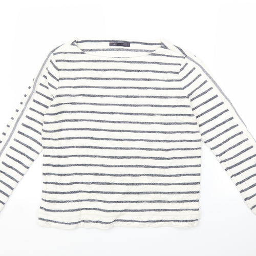 Marks and Spencer Womens White Striped  Pullover Jumper Size 10