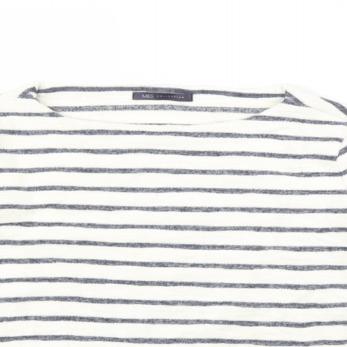 Marks and Spencer Womens White Striped  Pullover Jumper Size 10