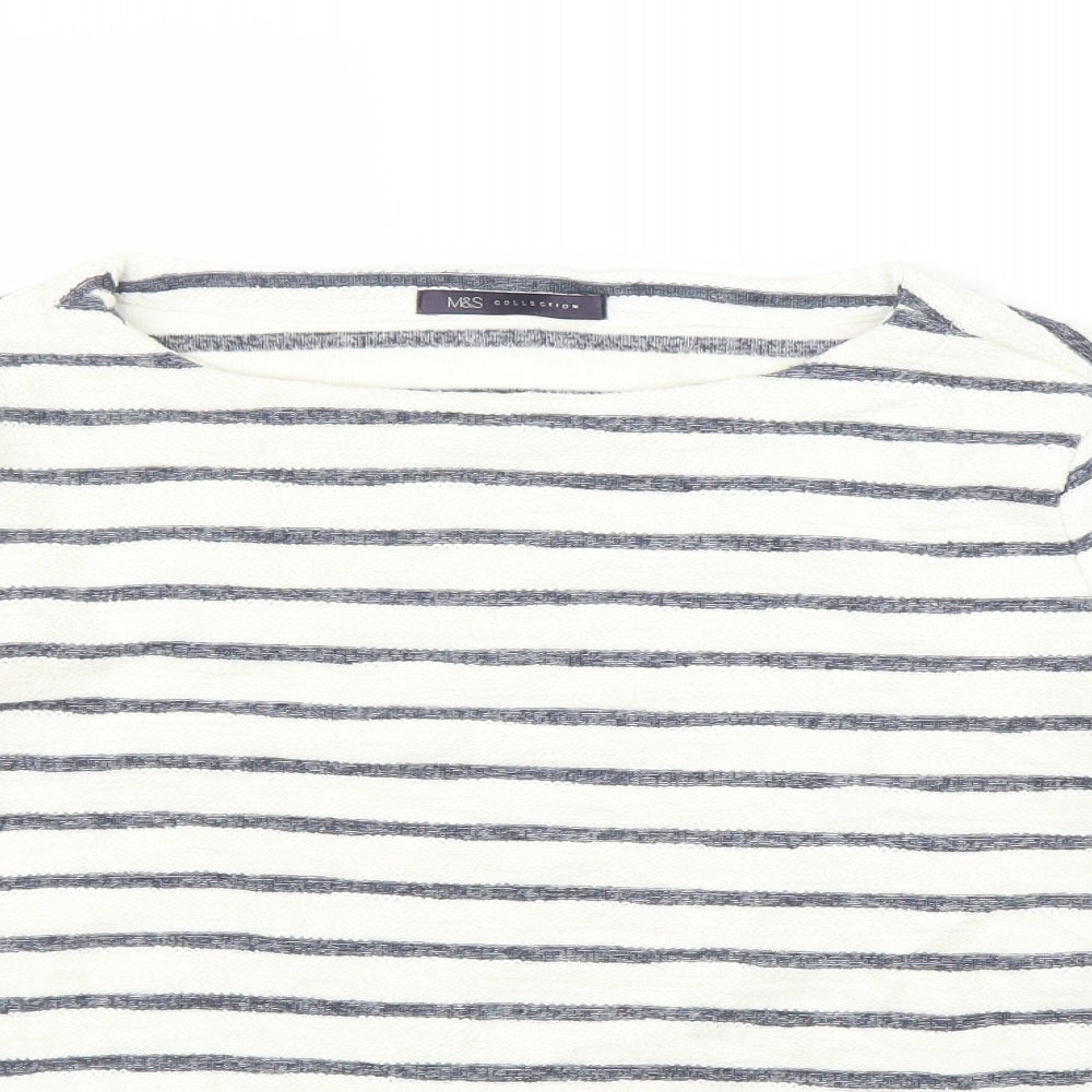 Marks and Spencer Womens White Striped  Pullover Jumper Size 10