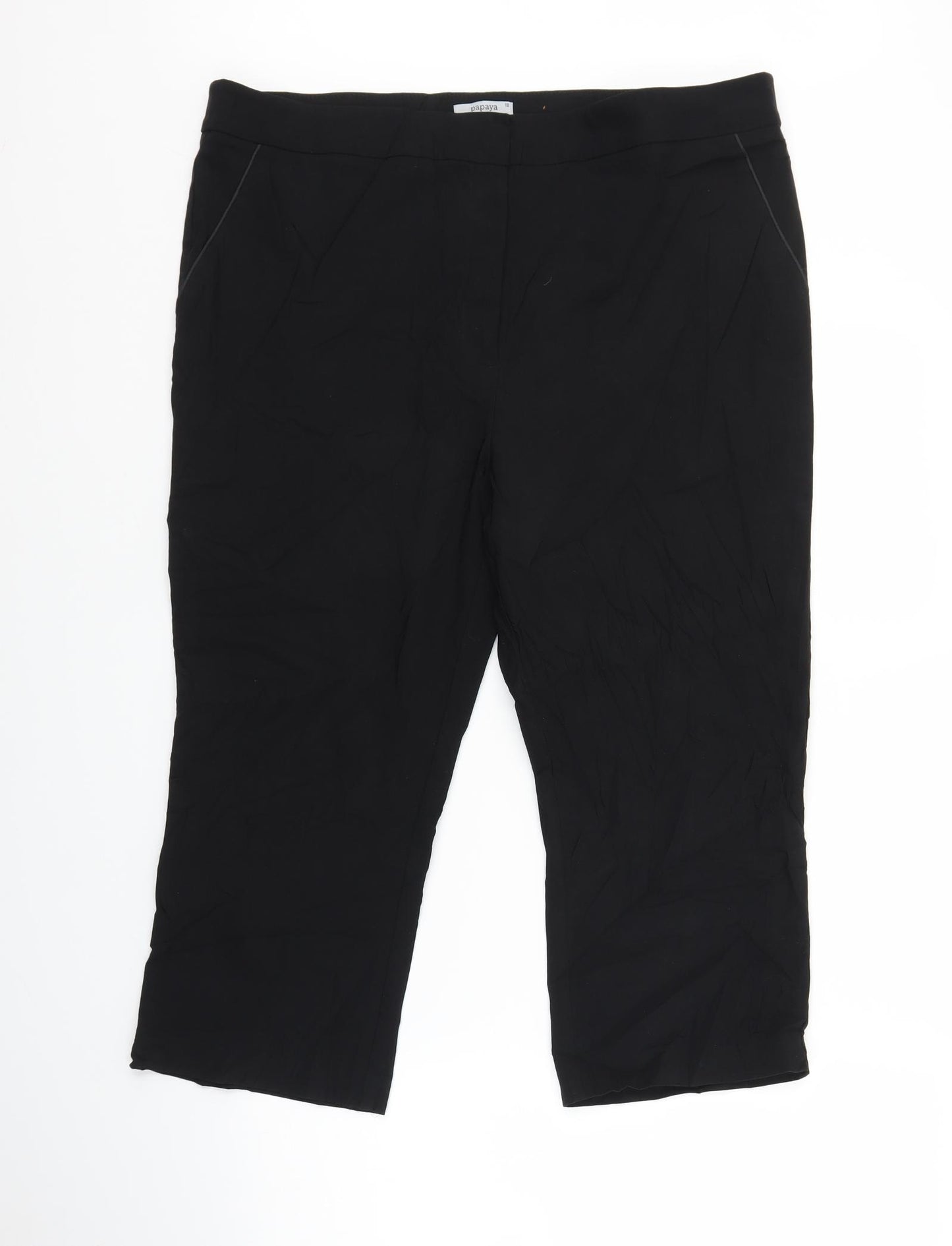 Papaya Womens Black   Capri Trousers Size 18 L20 in