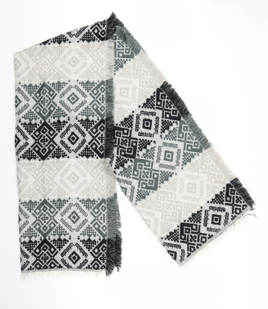 Front view of Preworn women’s black geometric scarf