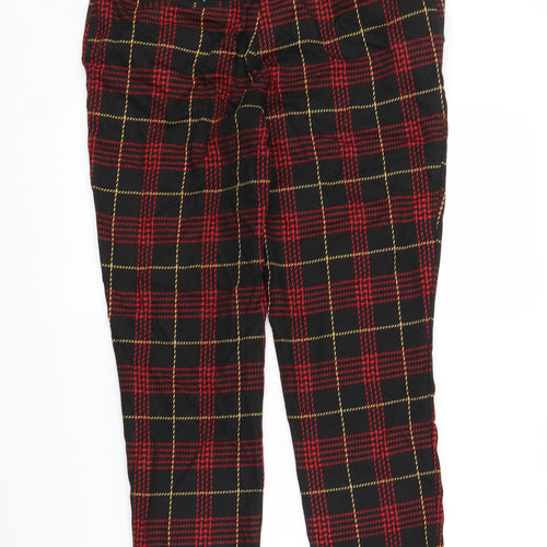 NEXT Womens Black Plaid  Capri Trousers Size 8 L23 in