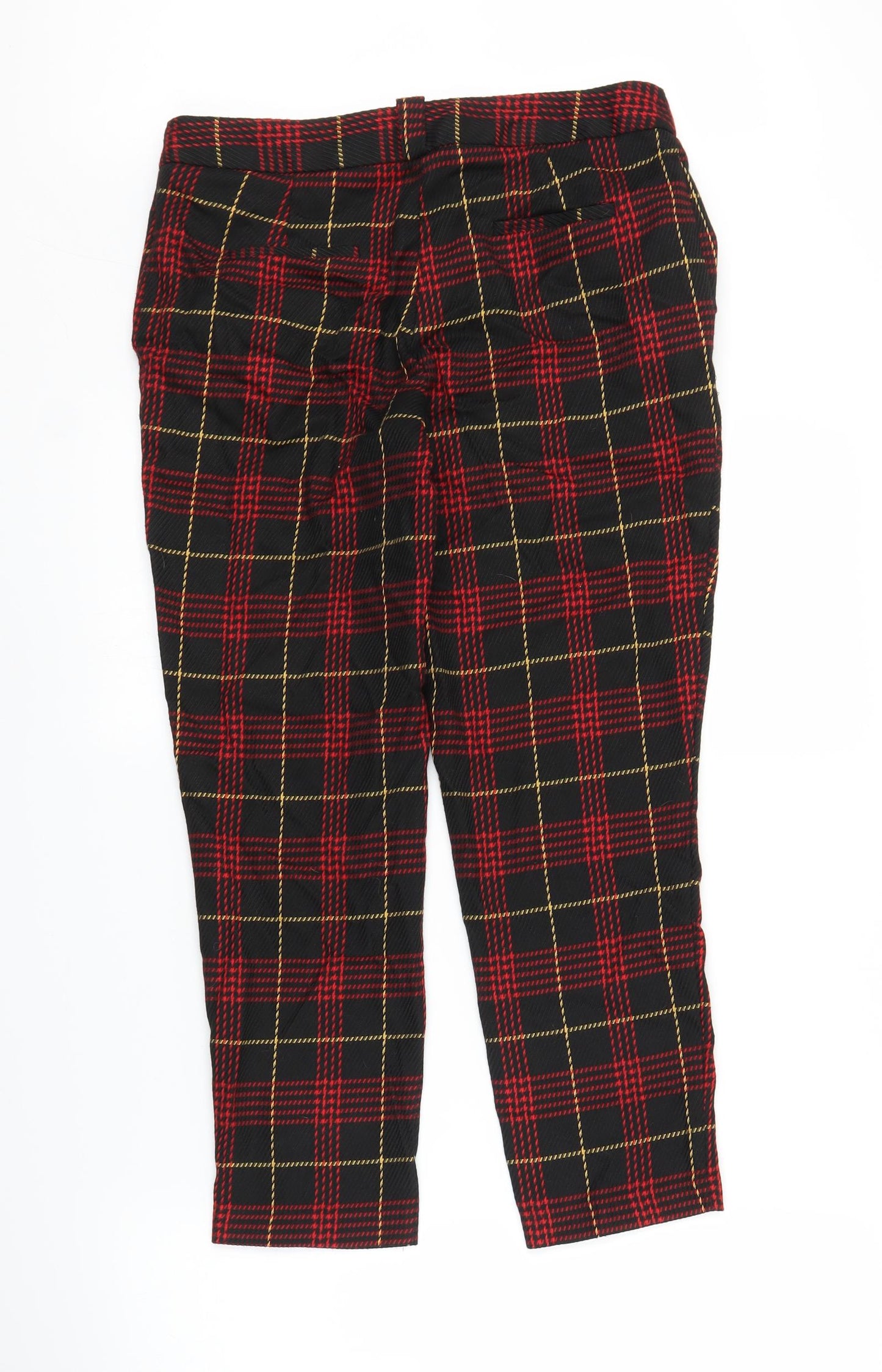 NEXT Womens Black Plaid  Capri Trousers Size 8 L23 in