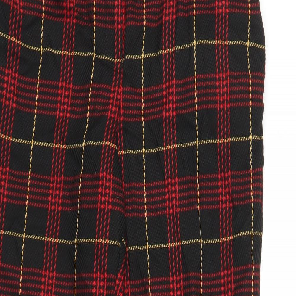 NEXT Womens Black Plaid  Capri Trousers Size 8 L23 in