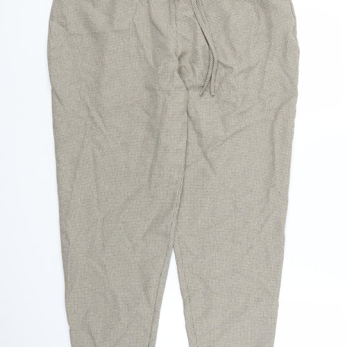 TU Womens Beige Houndstooth  Trousers  Size 14 L26 in