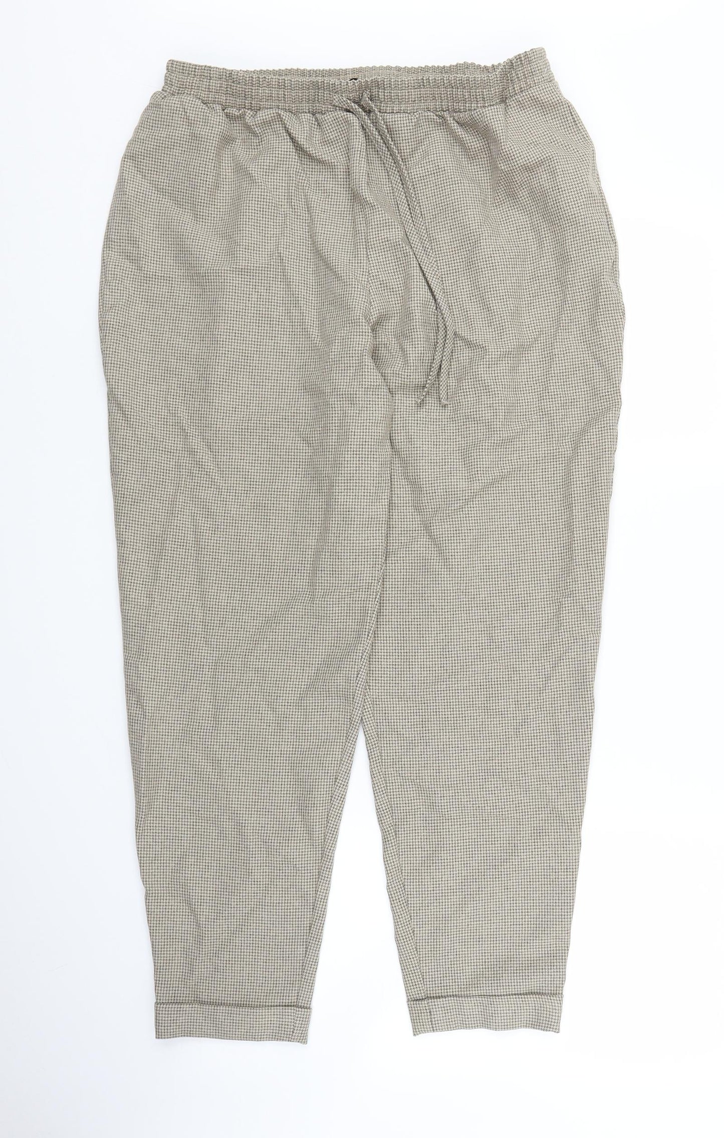 TU Womens Beige Houndstooth  Trousers  Size 14 L26 in
