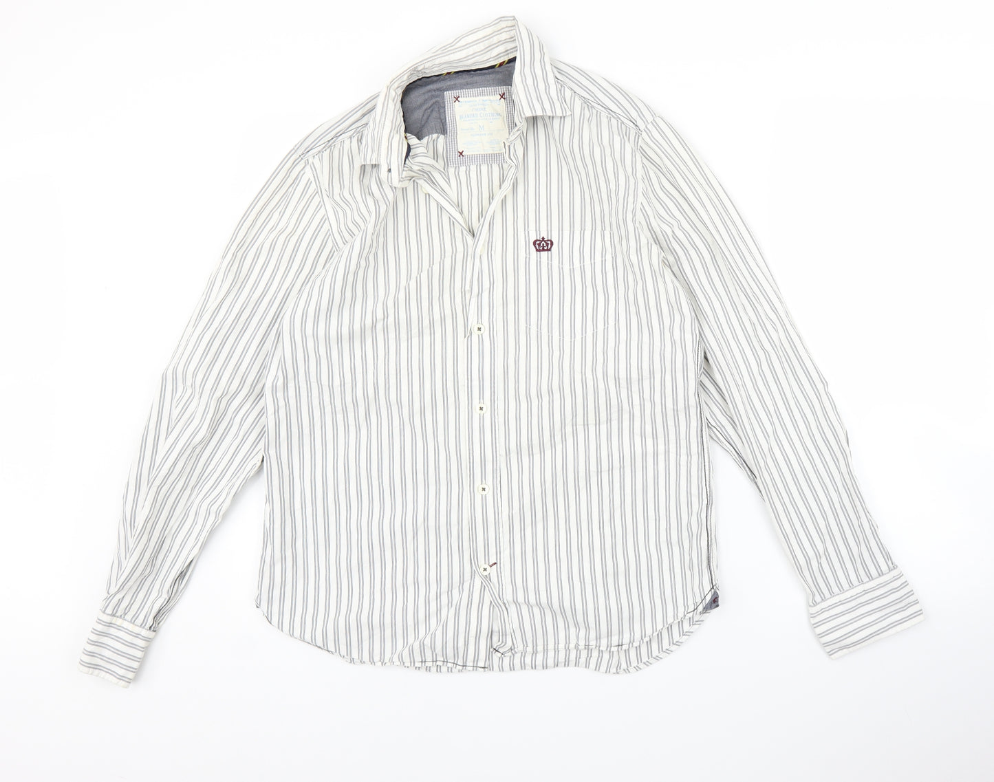 NEXT Mens White Striped   Button-Up Size M
