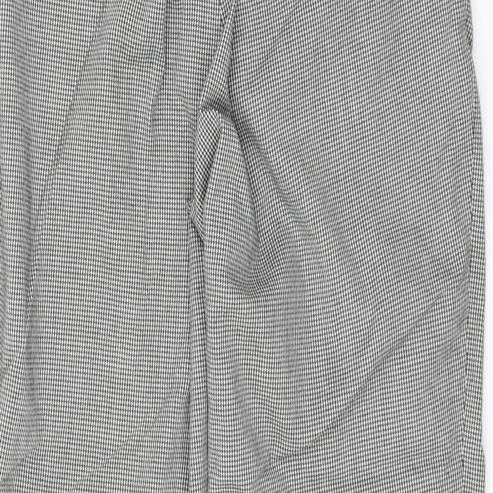 Carolina Belle Womens Grey Houndstooth  Trousers  Size L L25 in